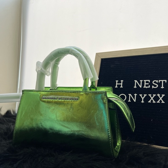 Brandon Blackwood metallic green  cracked leather Arlen bag - Picture 7 of 11